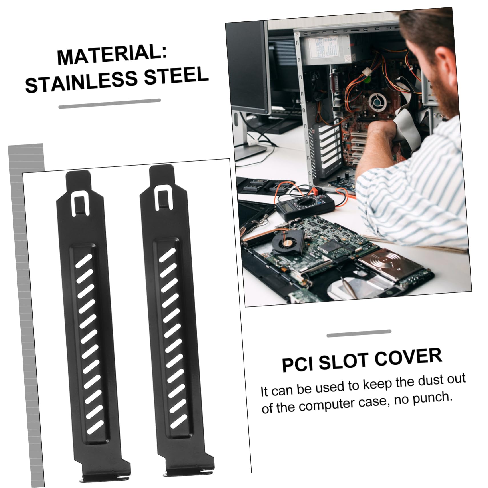 Tofficu 4 Set Piastra Chiusura Pci Inossidabile Per Case Copertura Venti Per Slot Pci Con Aperture Per Polvere 20 Pezzi*4