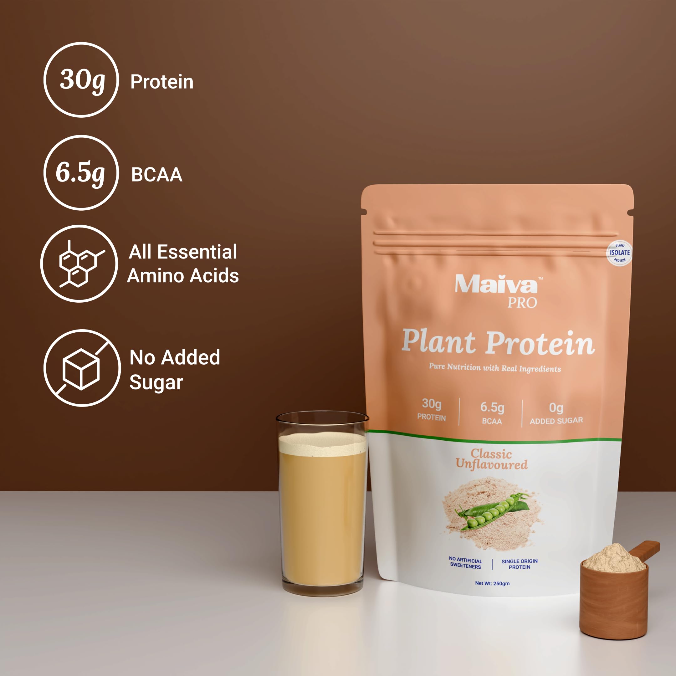 Maiva Pro Plant Protein Powder - 1kg - Classic Unflavoured | 30g Protein, Pea Protein Isolate | No Artificial Sweeteners | Easy to Digest, Light on Stomach | No Bloating | Vegan, Lactose Free — Amazon image 4
