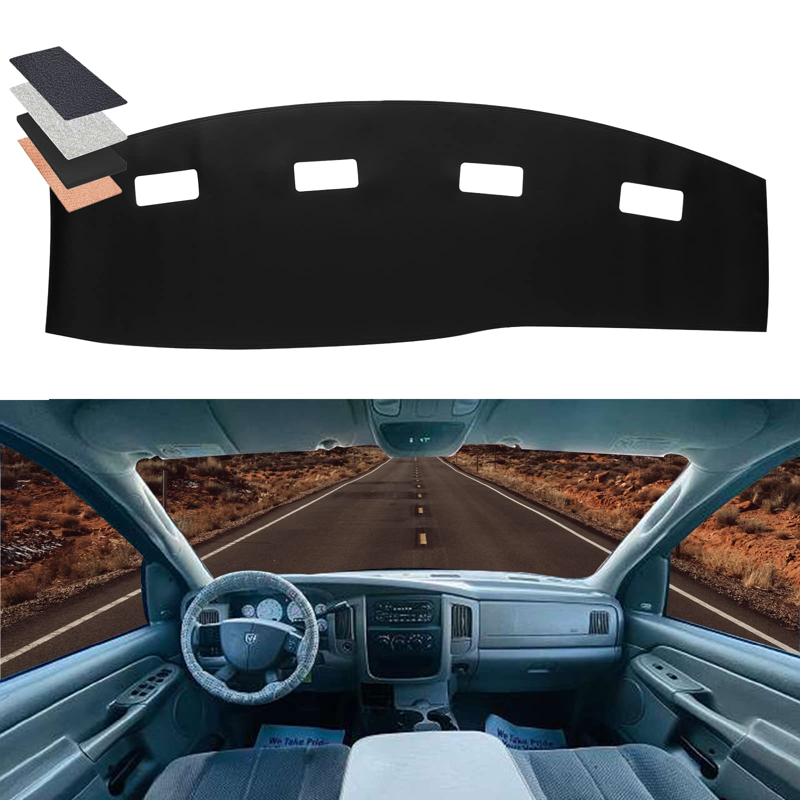 Photo 1 of BDFHYK Dashboard Dash Cover PU Dash Mat Compatible with 2002-2005 Dodge Ram 