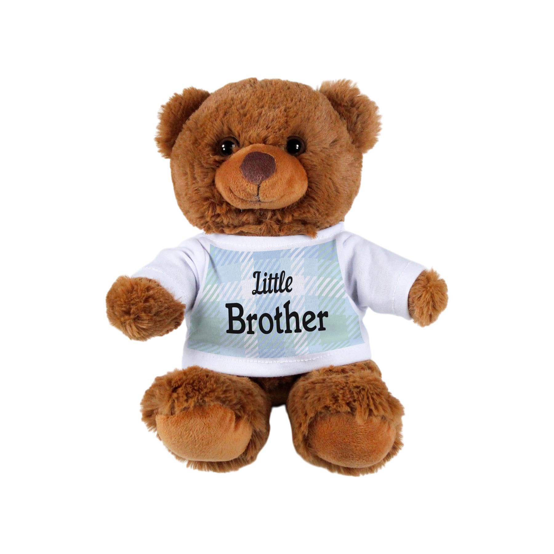 Purely Home Brother Teddy Bear - Little Brother Gift - Dark Brown Stuffed Animal with Printed T-Shirt