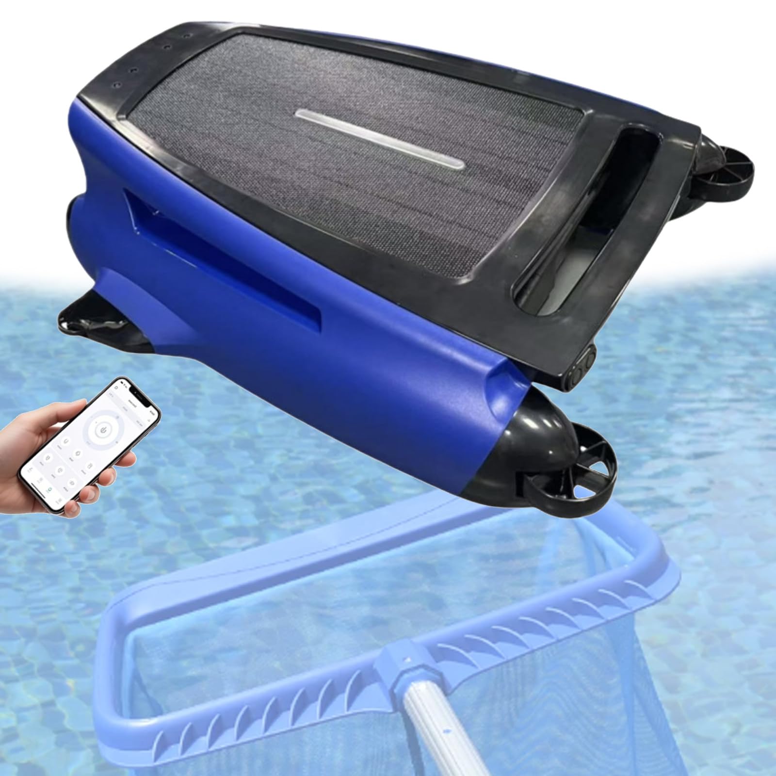 Quixnova Solar Robotic Pool Sur-face Cleaner Cordless Pool Skimmer with App Control and Dual Charging Mode for All Swimming Pool Types, 24/7 Cleaning, Smart Obstacle Avoidance A