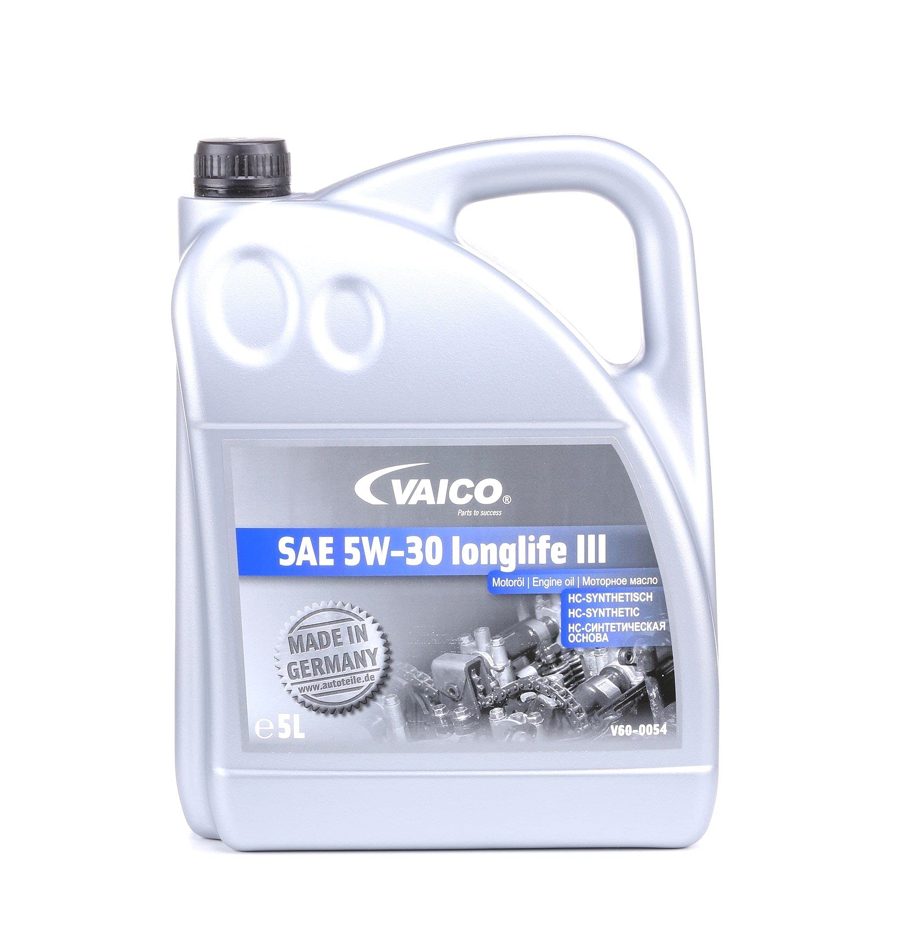 VAICO Aceite de motor 5W-30 Longlife III ACEA A3/B3 ACEA C3 5L Compatible con VW Polo V Hatchback 6R1, 6C1 up! Hatchback 121, 122, BL1, BL2, BL3, 123 Golf 7 Hatchback 5G1, BQ1, BE1, BE2, TOYOTA, SKODA