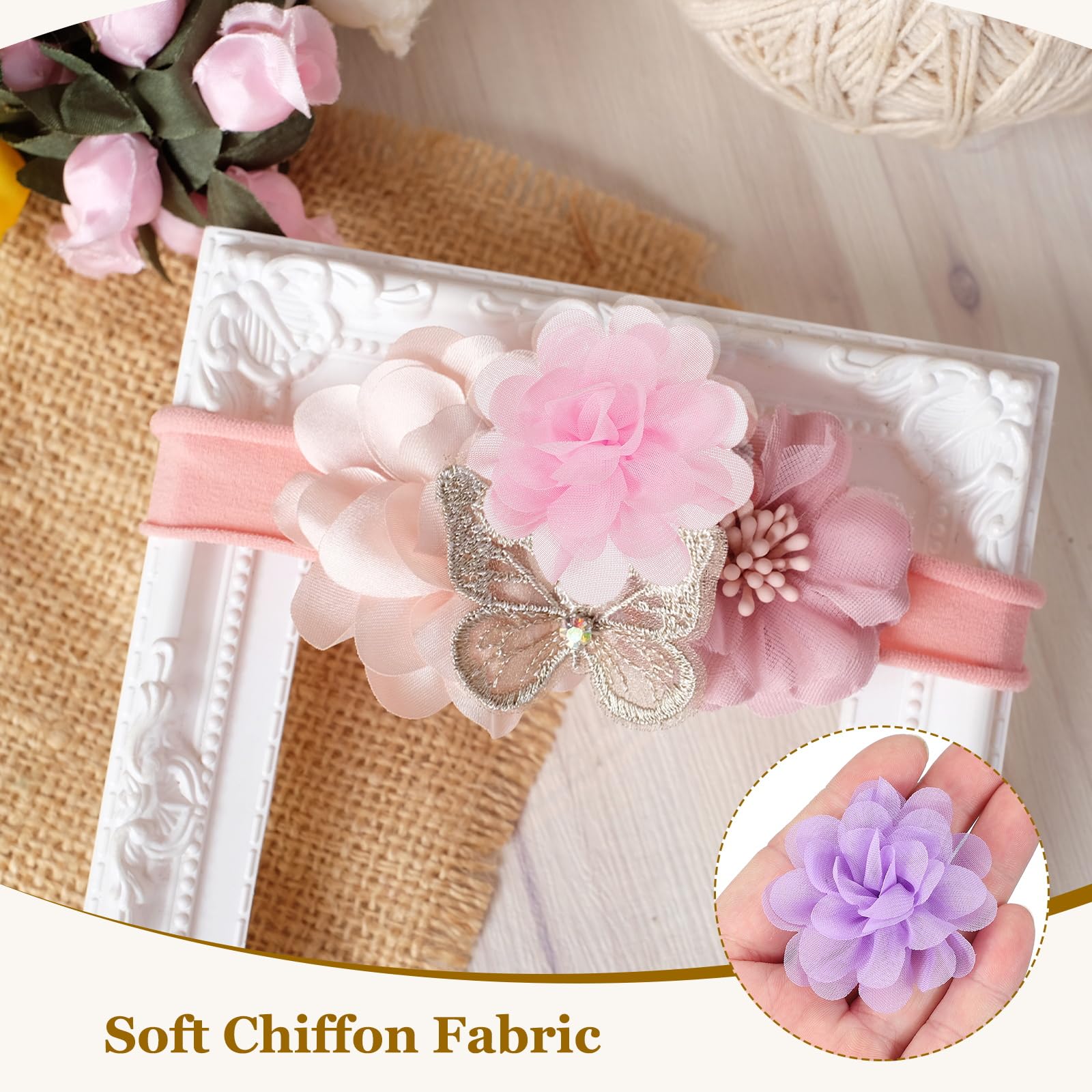 PATIKIL 2 Fiori di Chiffon, 10 Pz Fiori di Tessuto A Rete Applicazioni