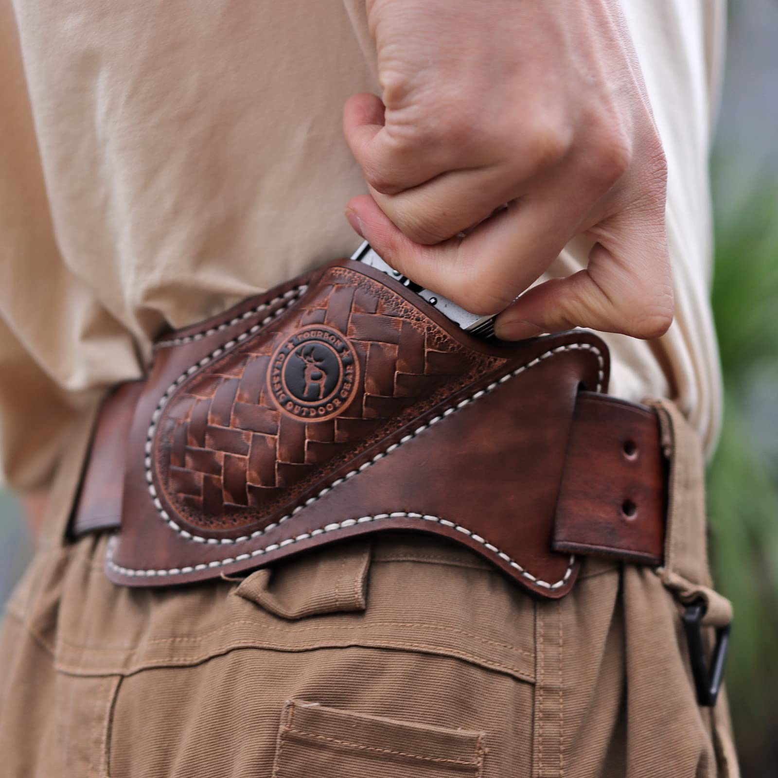 Tourbon Porte-outils multifonction en cuir fait à la main pour ranger les couteaux de poche et la ceinture