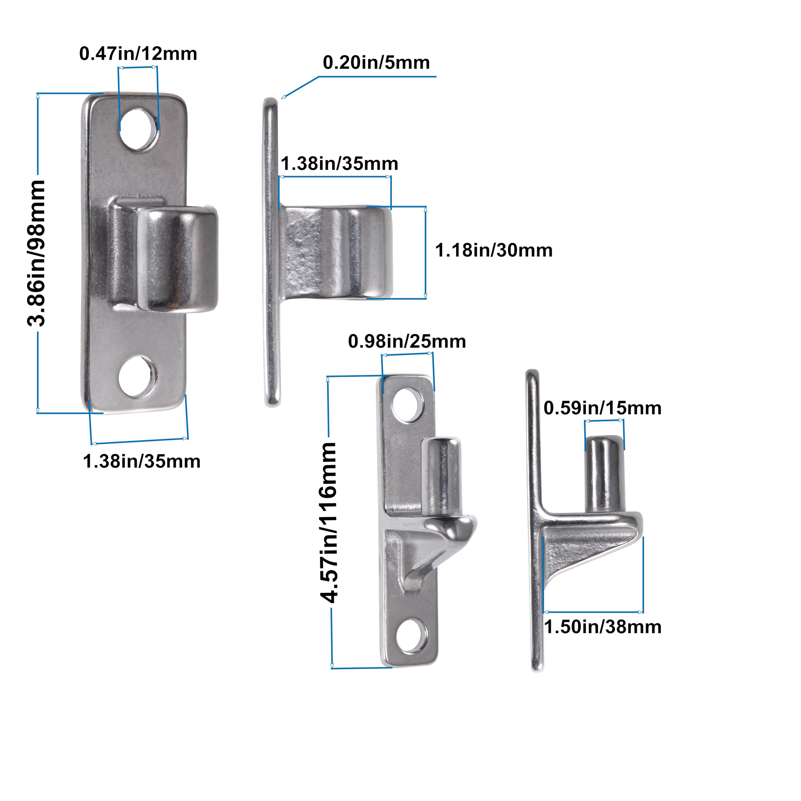 Bisagras de puerta de acero inoxidable 304, bisagras de puerta de montaje en pared para puertas de granja con 5/8 pulgadas, capacidad de hasta 600 libras (4 pares)