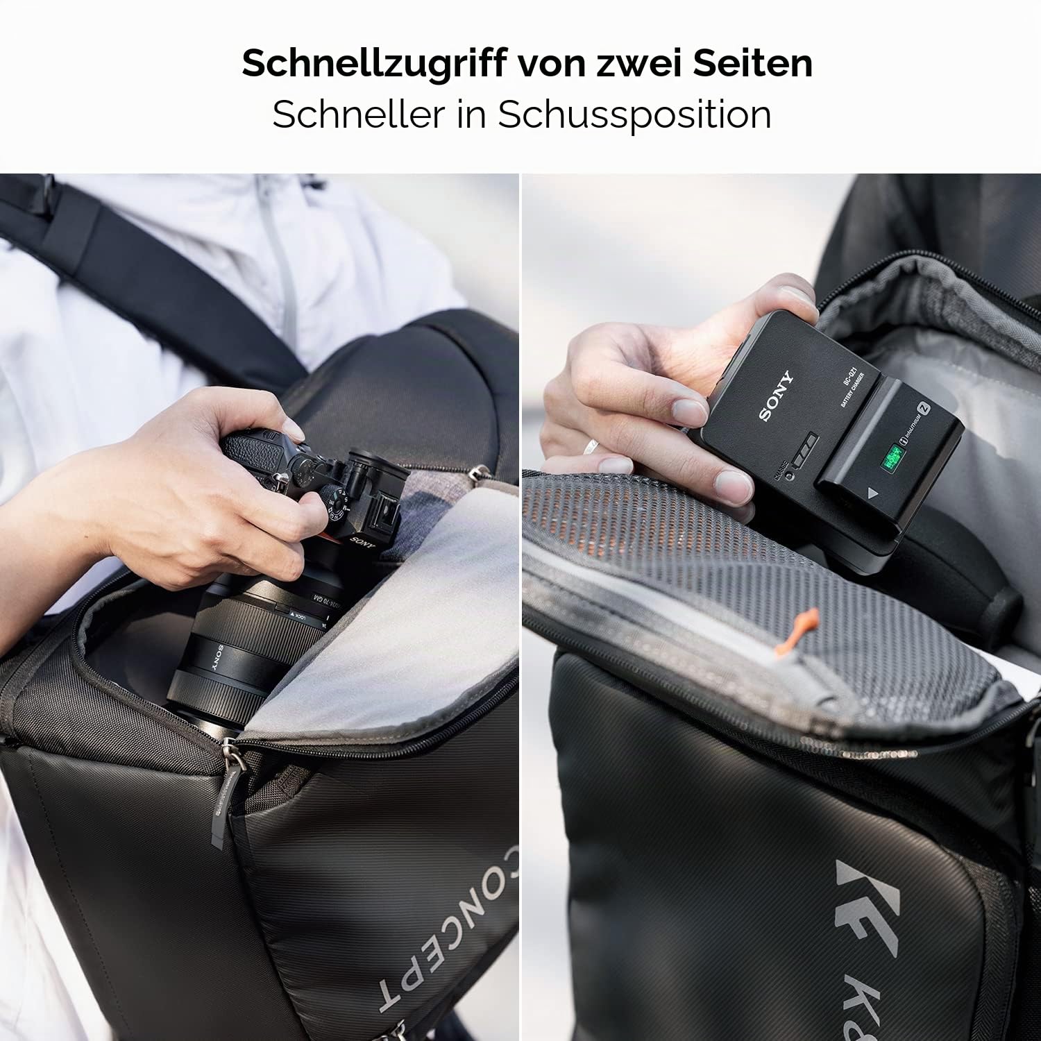 K&F CONCEPT Kamerarucksack, Fotorucksack für Fotografen, Kamerarucksack mit 15.6 Zoll-Laptopfach, kompatibel für Canon/Nikon/Sony/DJI Mavic Drone (Alpha Rucksack 25L), Schwarz