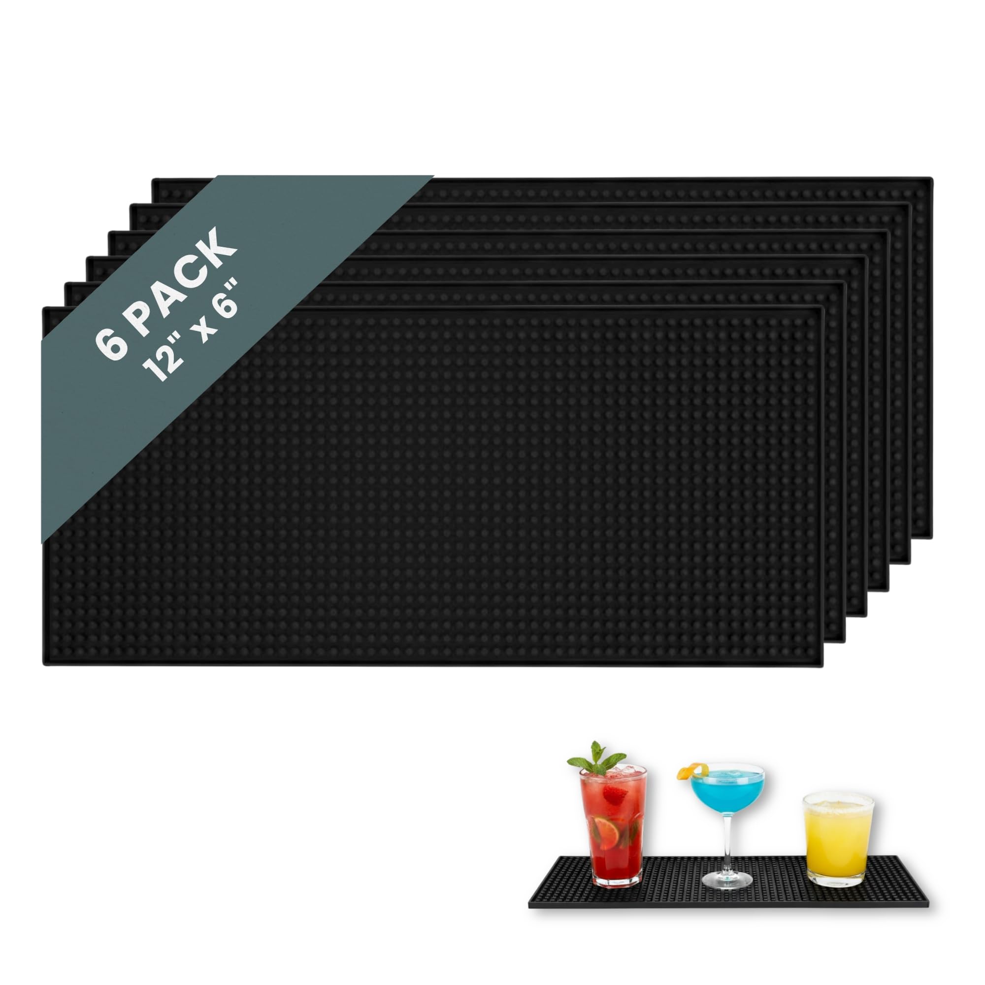 Essato - Tappetini da bar per piano di lavoro, in gomma antiscivolo, per baristi, versatili, per bar, casa, caffetterie, cucine, in gomma PVC, asciugatura barista (6)