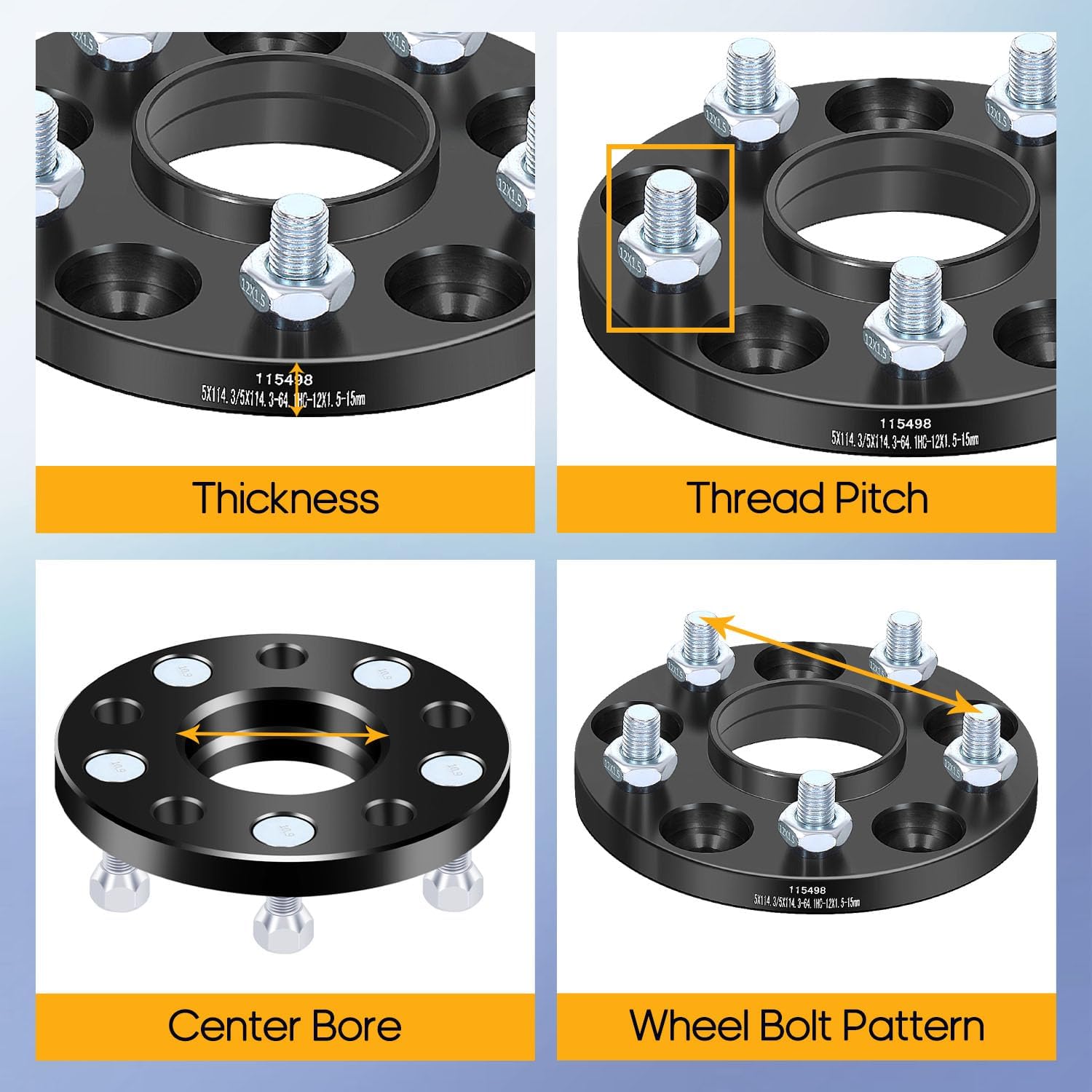 OCPTY 4PCS 5x4.5 to 5x4.5 Wheel Spacers 15mm Wheel Adapters 12x1.5 Studs 64.1mm Center fit for 2001-2003 for Acura for CL / 2006-2011 for Acura for CSX / 2013-2021 for Acura for ILX
