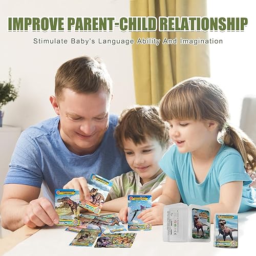 Miniatura 10 de IKRUZZI 168 tarjetas de dinosaurio, tarjetas cognitivas educativas para niños de 3 años en adelante, tarjetas coleccionables para divertidos juegos