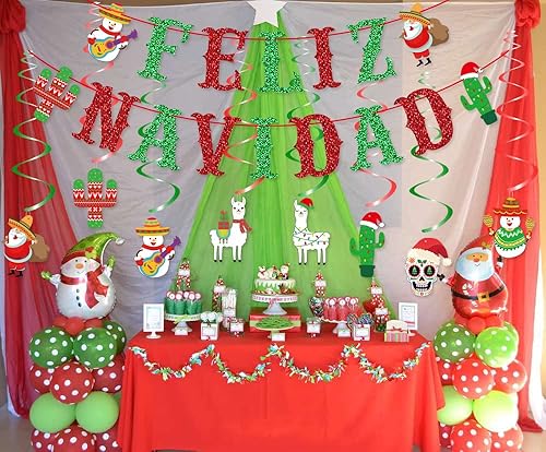 Miniatura 5 de Feliz Navidad - Cartel de Navidad española, remolinos colgantes para decoraciones navideñas españolas