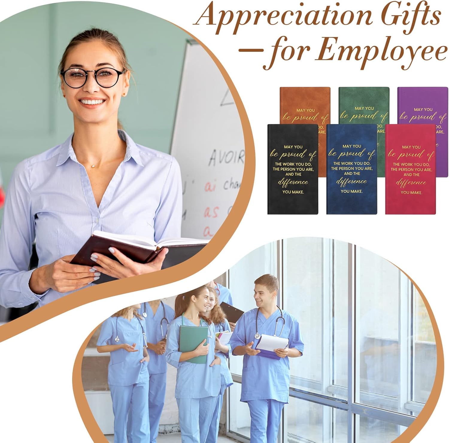 Colarr 24 Pcs Employee Appreciation Gifts Thank You Gifts Bulk for Staff Coworkers Leather Journal Pocket Notebook Touch Ballpoint Pen for Team Volunteer Student Teacher Healthcare(Classic Color)