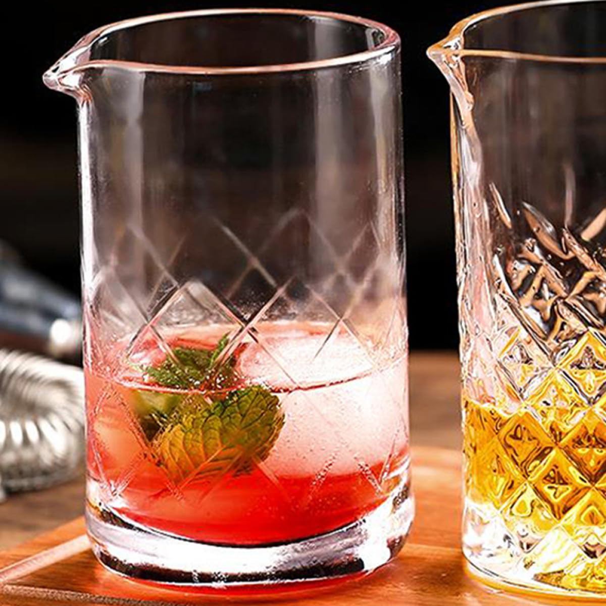 Didiseaon Vaso Mezclador de Cócteles y Boca Lisa de Vidrio de 700ml Fondo Grueso para Barra Estable y Uso Profesional en Coctelería