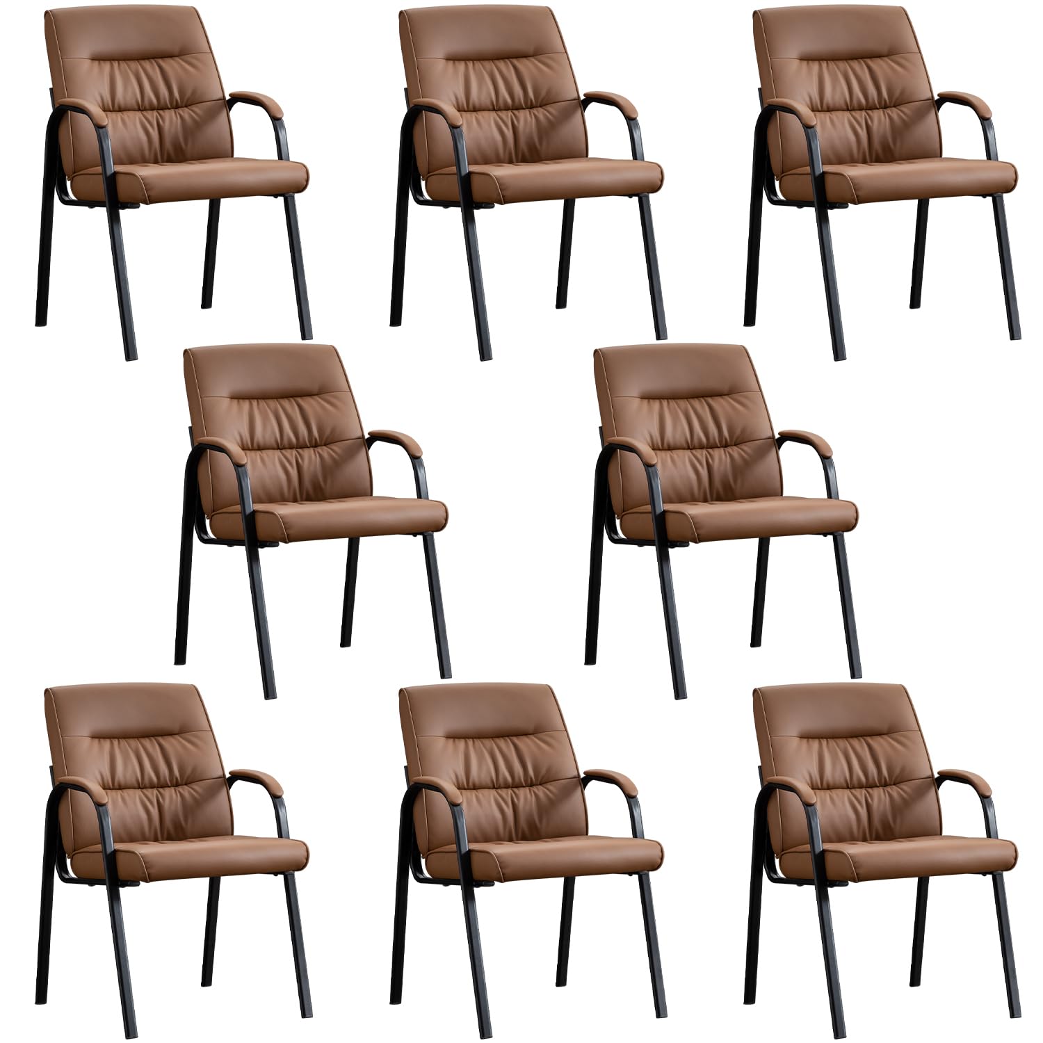 BoisKom Office Guest Reception Chair Set of 8, Conference Room Chairs Waiting Room Chairs 8 Pack, Modern Leather Office Desk Chair No Wheels.