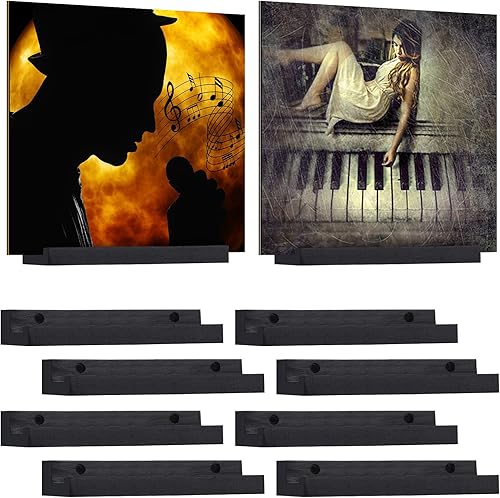 Estante de vinilo de 12 pulgadas, 10 unidades, montaje en pared, soporte para discos de pared de madera, estantes de discos de vinilo, soporte para