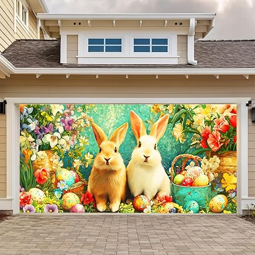 Miniatura 21 de Pancarta navideña para puerta de garaje, escena nocturna de invierno de 6 x 13 pies con camión retro de Papá Noel, decoración grande de vacaciones