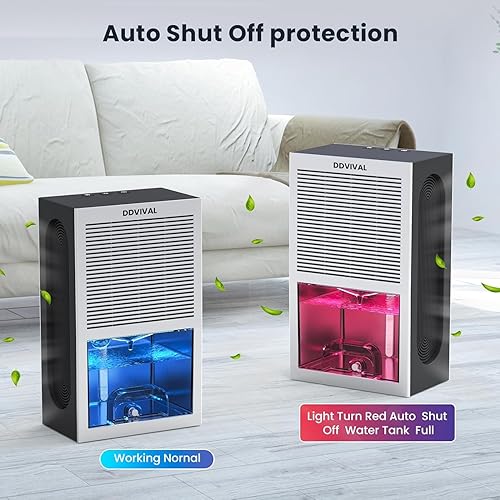 Miniatura 5 de Deshumidificador de 96 onzas, deshumidificadores de 1000 pies cuadrados para el hogar, deshumidificador con 4 condensadores y 2 modos de trabajo, 7