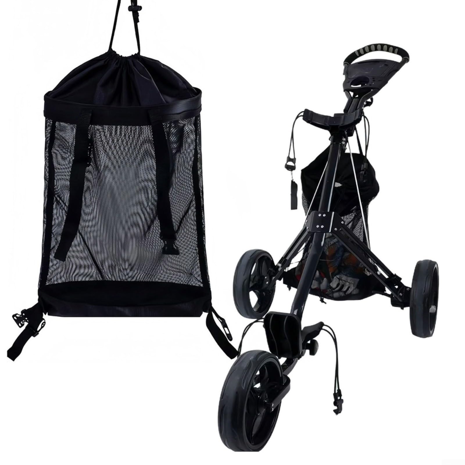 Bolsa de red para carrito de golf, bolsa organizadora de almacenamiento de malla para carrito de golf, bolsa de utilidad de nailon con múltiples compartimentos