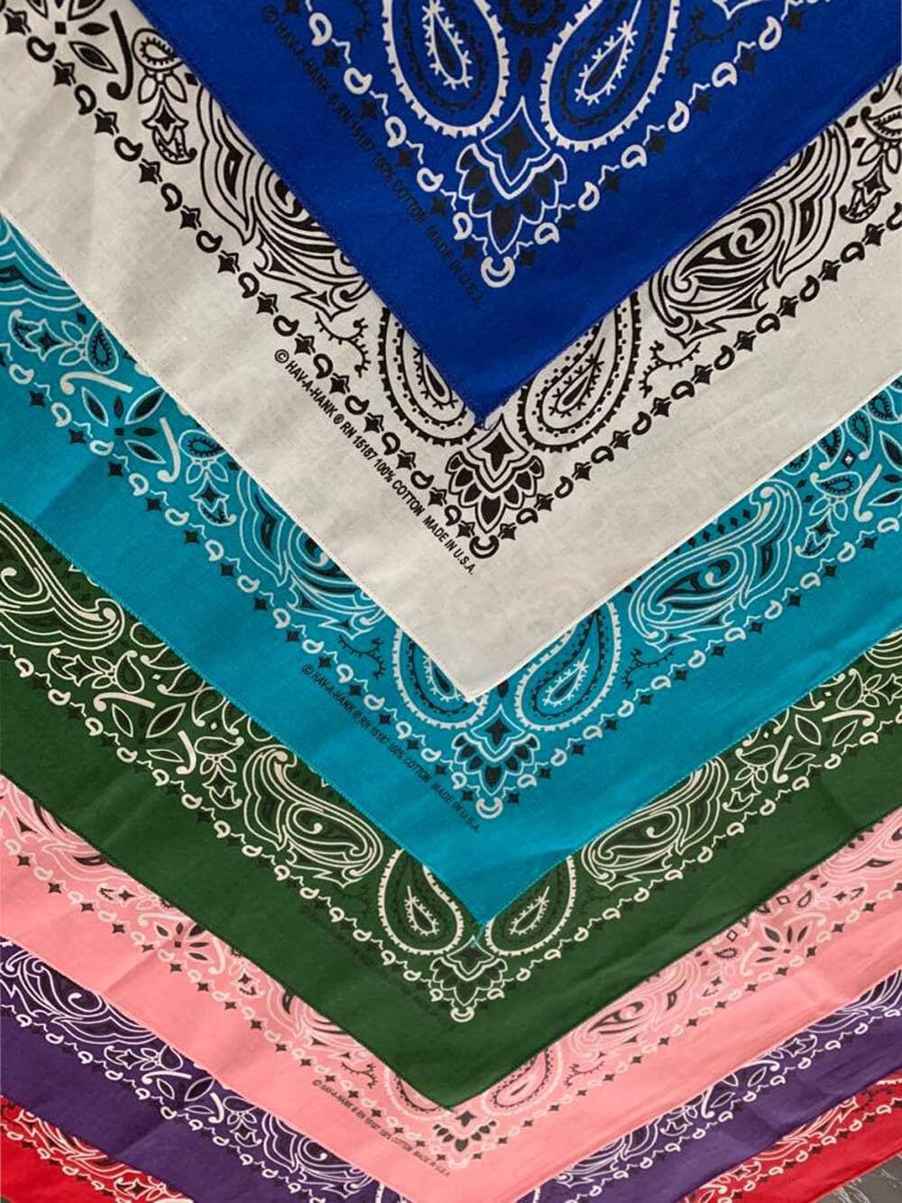 Premium Made in USA Unisex Paisley 100% Cotton Cowboy Bandana Head Wrap