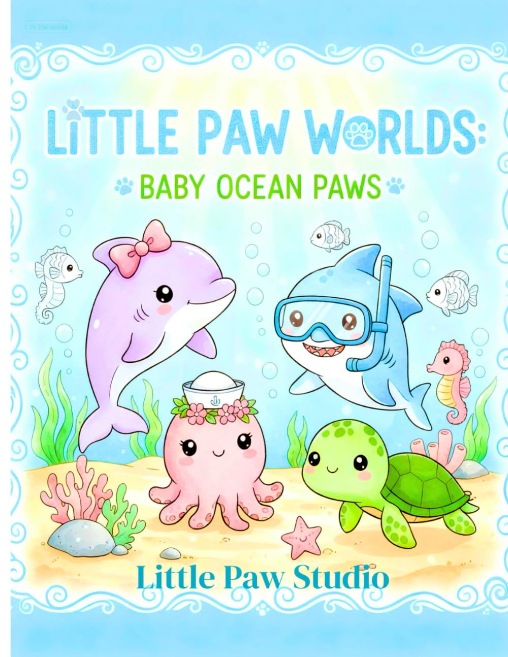 Little Paw Worlds: Baby Ocean Paws: 40+ Cute Sea Creatures from Dolphins, Whales, Octopuses, and Turtles, Featuring Simple Designs for Kids Ages 3-8.