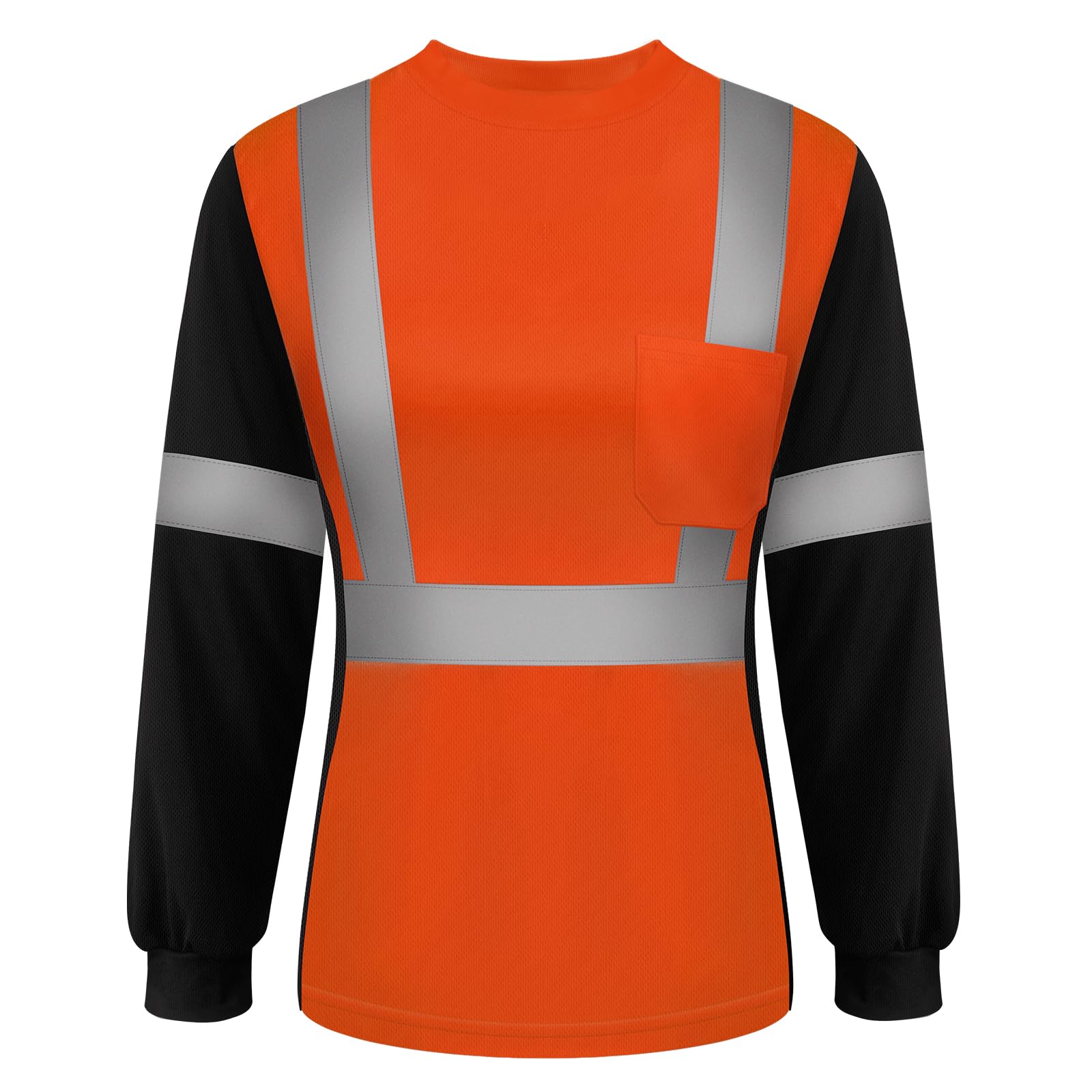 TCCFCCT Safety Shirt for Women Class 3, Long Sleeves, Hi Vis, Quick Drying, WP-Orange-LR