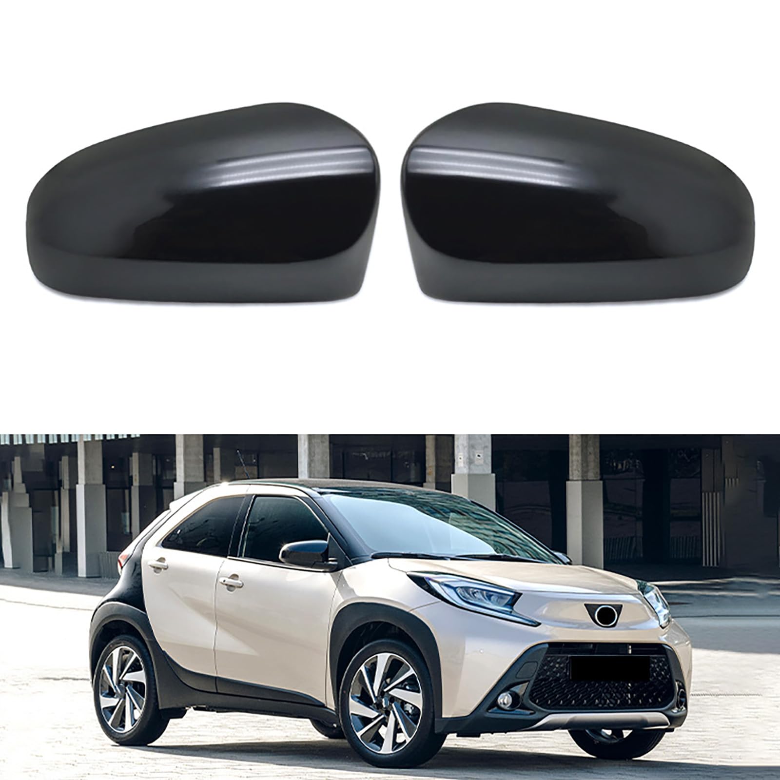 Calotta Retrovisore per Toyota Aygo X 2022-2024, Coperchio Specchietto Retrovisore, Calotta Specchietto Retrovisore, Accessori Auto, Piano Black