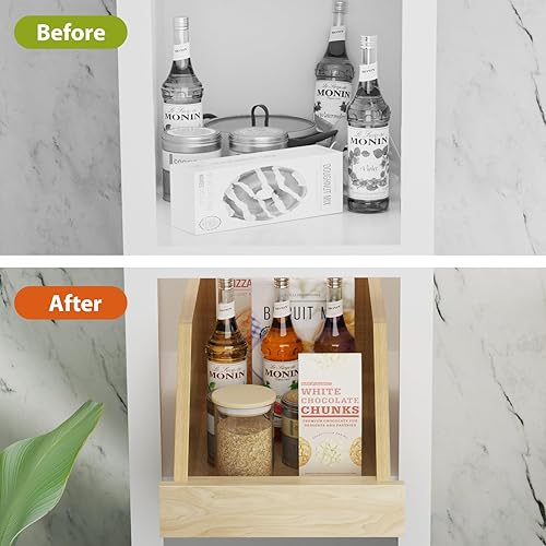 Miniatura 4 de ROOMTEC Organizador de gabinete extraíble con riel de extensión completa, estante extraíble para despensa de armario de cocina, organizador de