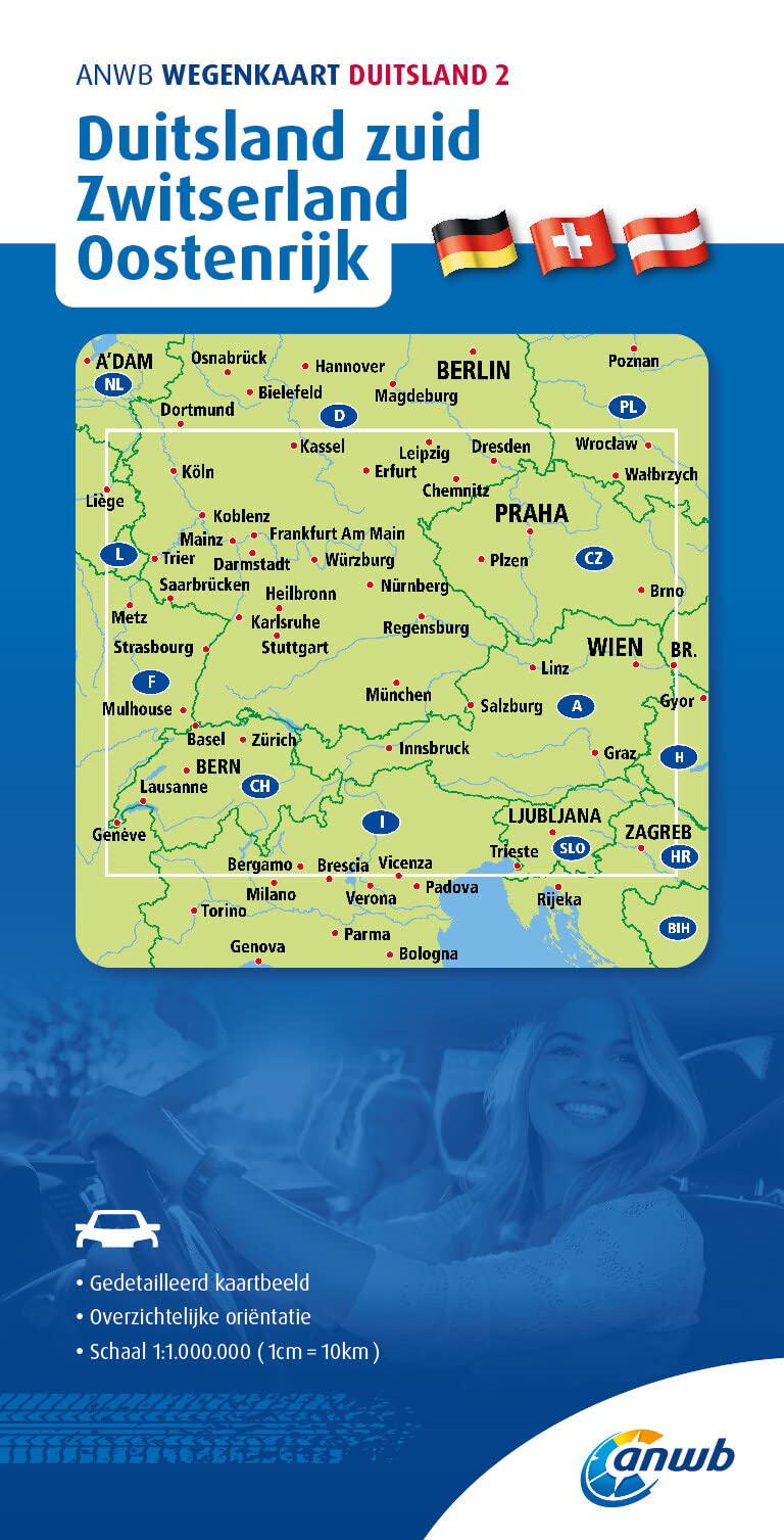 Germany South / Switzerland / Austria road map (2) (Wegenkaart)