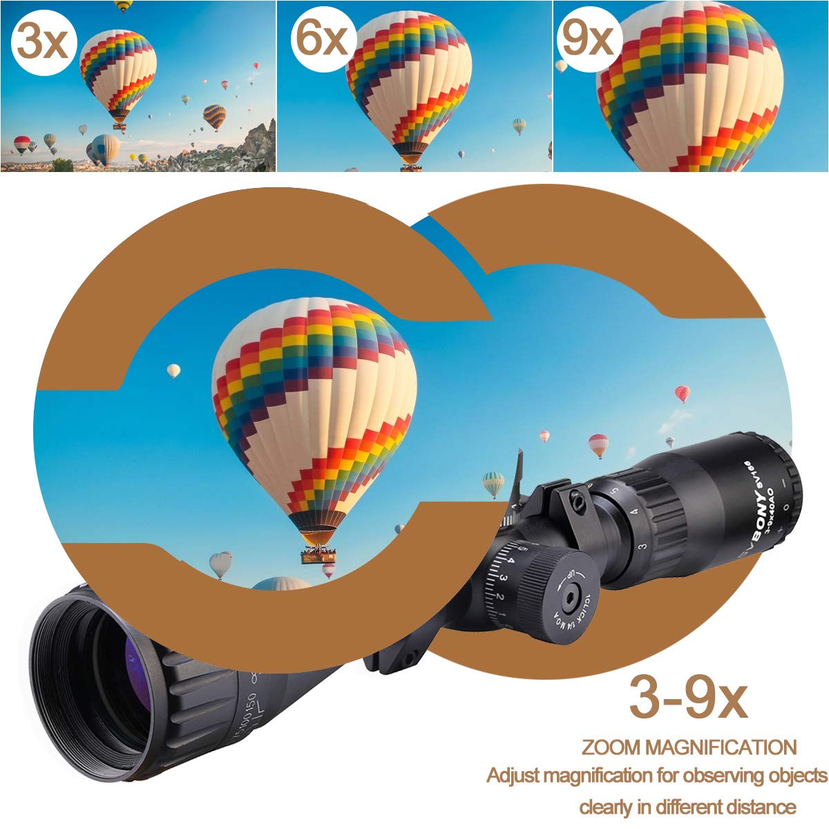 Cannocchiale Da Puntamento SVBONY SV169 3-9x32 - Reticolo Mil Dot - Per Airsoft E Tiro Sportivo - Foto 11