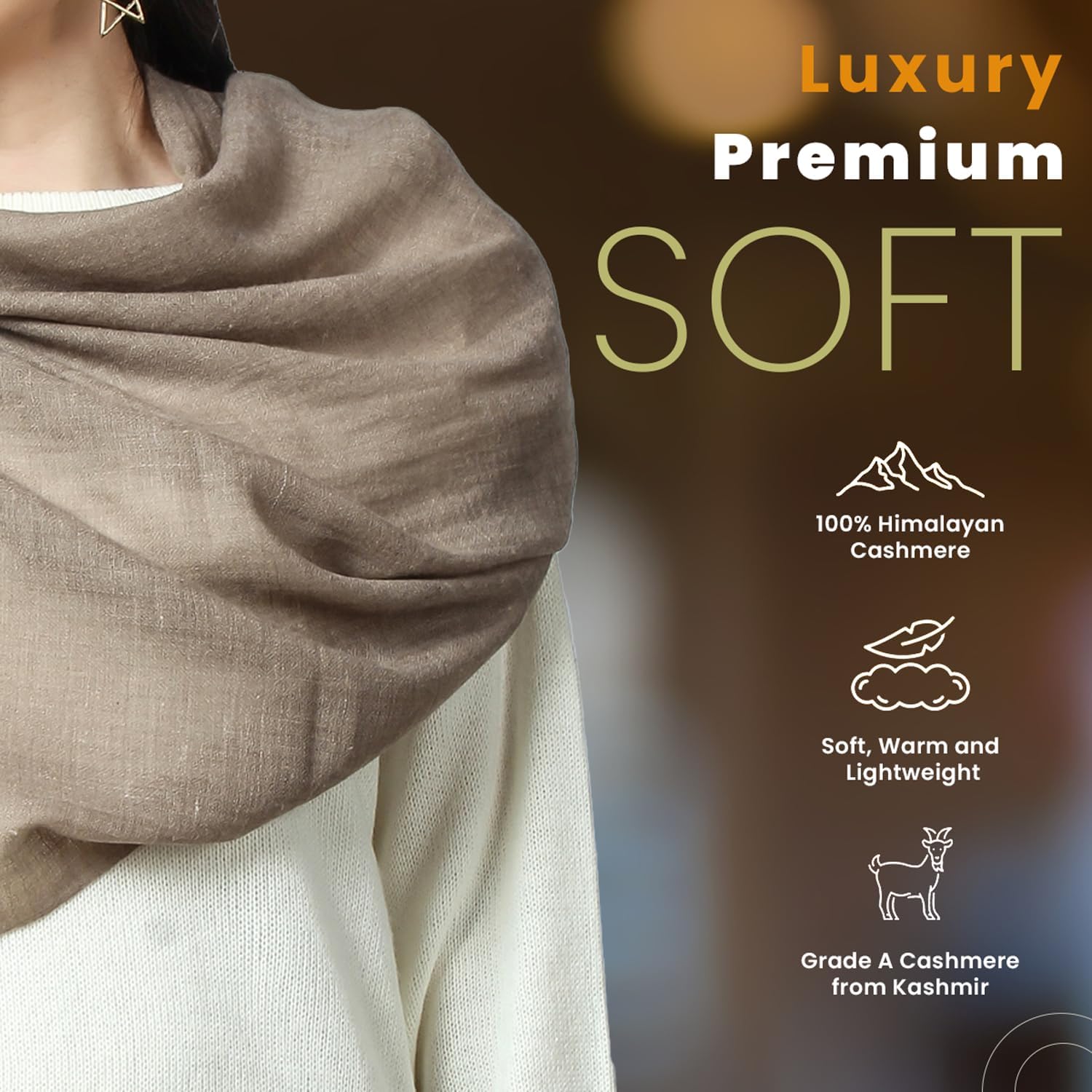 PASHWRAP 100% Himalayan Cashmere Wrap | Lightweight Cashmere Scarf | Ultra Thin Kashmiri Pashmina Shawl | Ideal For Travel