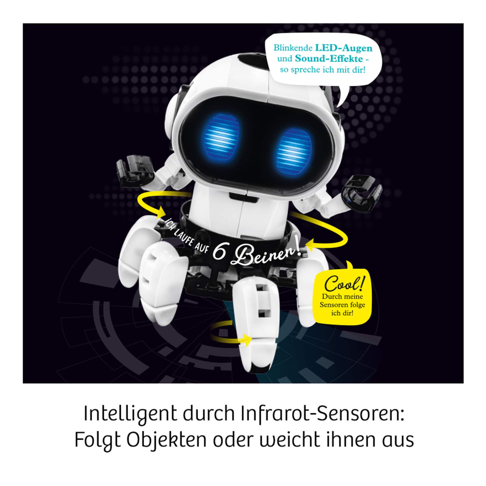 Kosmos 621001 - Chipz - Dein intelligenter Roboter, mit 6 Beinen, folgt Bewegungen, weicht Hindernissen aus, Licht- und Soundeffekte, Roboter Spielzeug, Bausatz