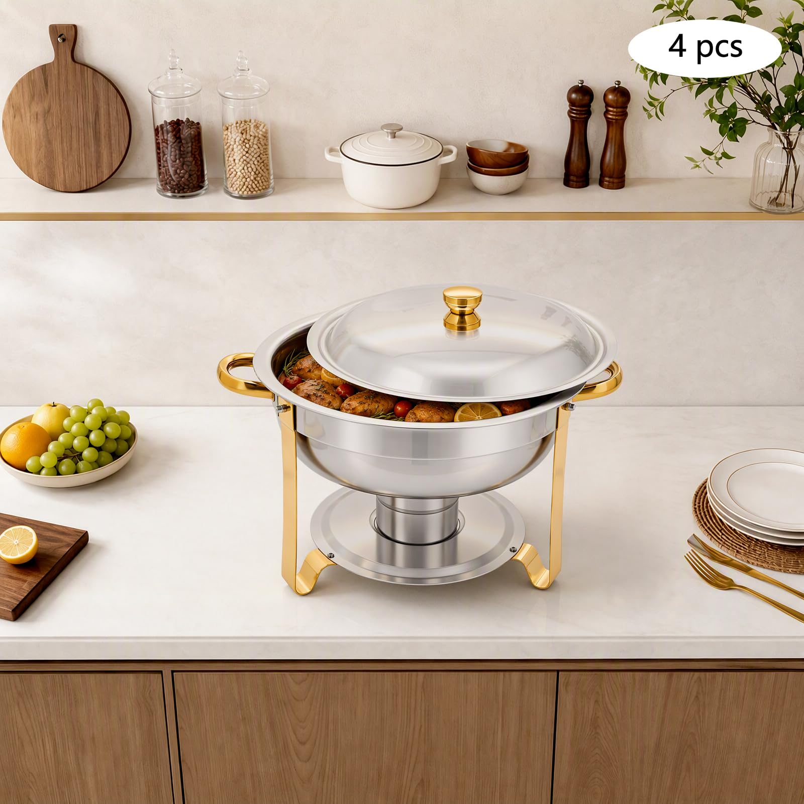 4,5 L Buffet - Recipiente para calentar platos (4 piezas, 41 x 25