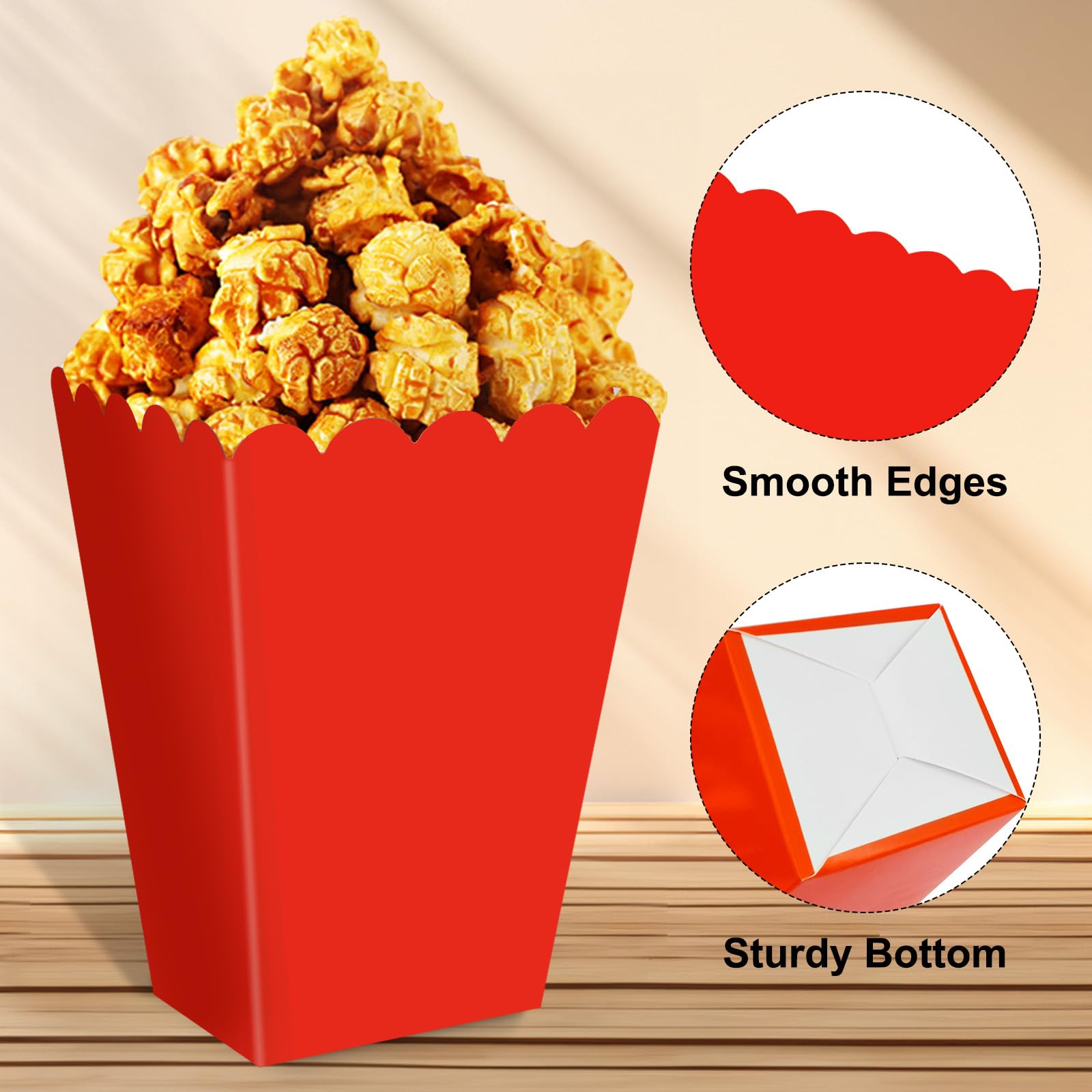 50 Sacchetti Per Popcorn A Righe Rosse E Bianche - Contenitori Di Carta Per Cinema, Feste, Compleanni, Caramelle, 11,5x7,5x5 Cm