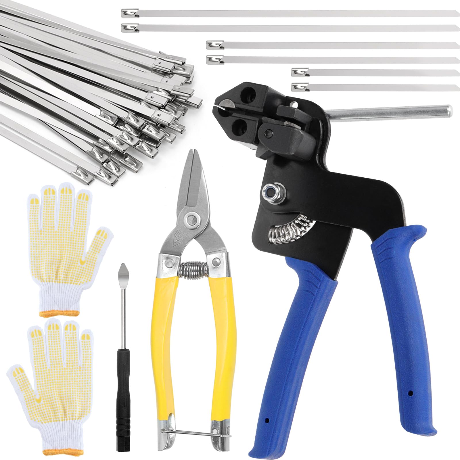 Fascette per cavi in acciaio inox, in metallo, antiruggine, autobloccanti in acciaio inox per avvolgimento di scarico (kit di strumenti per cerniere)