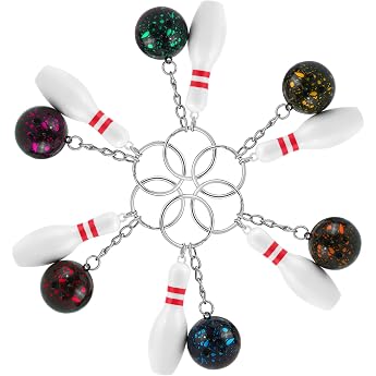 6 pieces mini bowling key fob
