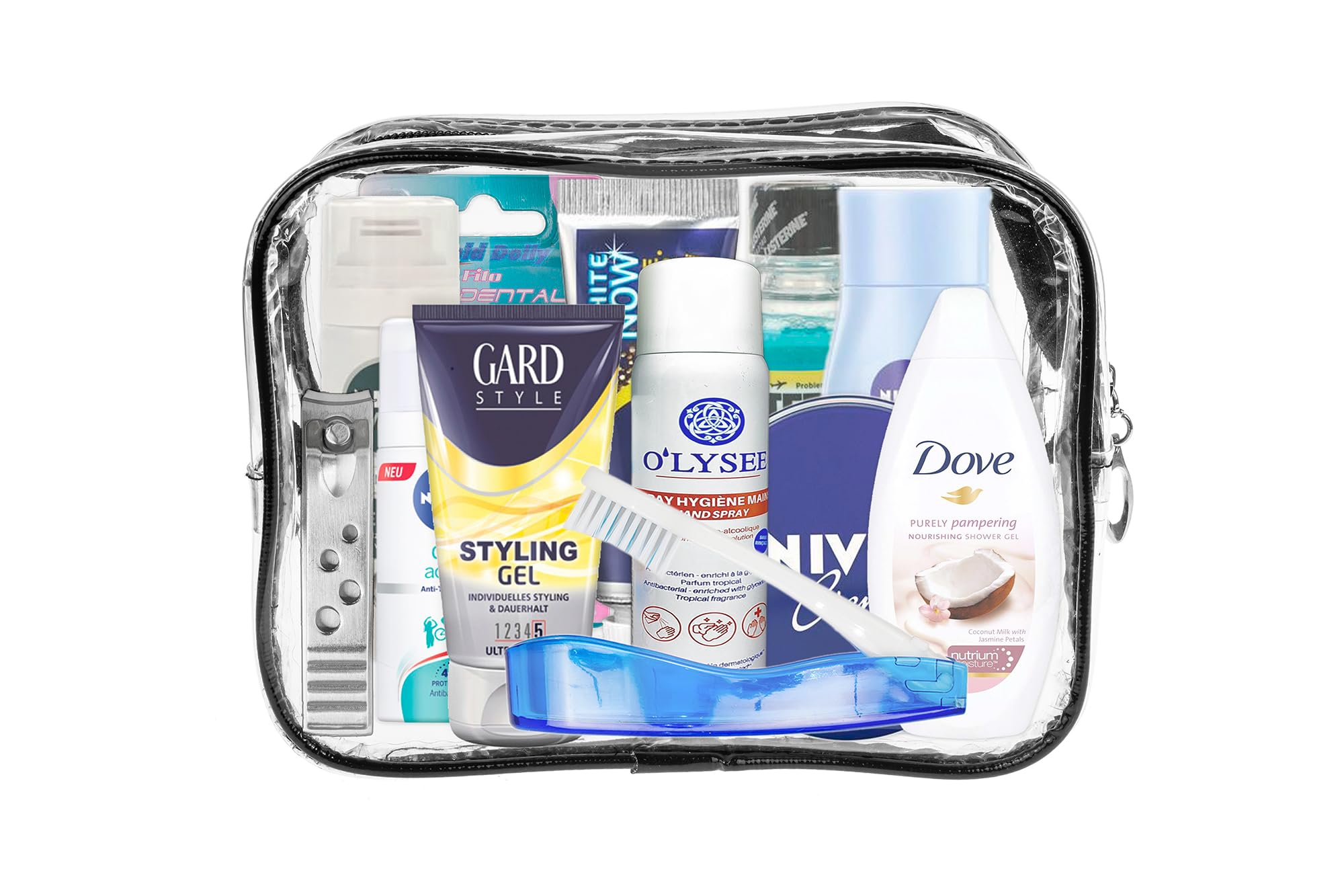 Reise-Essentials-Kit Kosmetikkoffer PVC Handgepäck Urlaub Geschäftsreisen Körperpflege