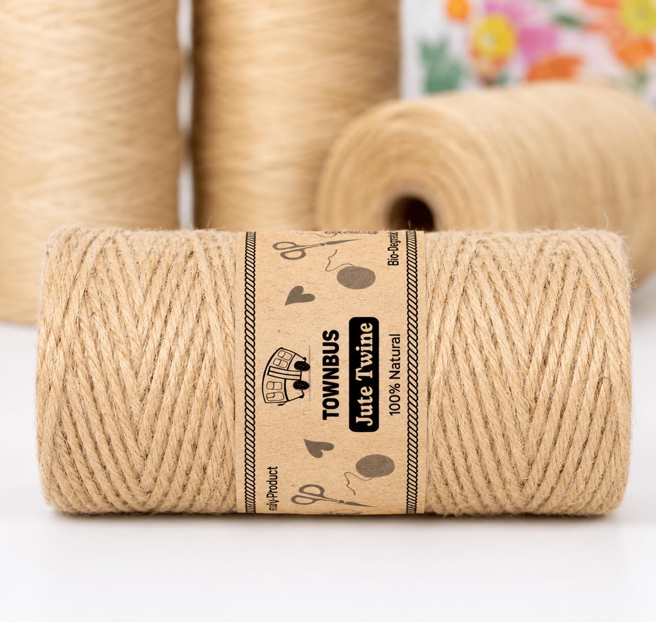TOWNBUS - 50 Meters of 3 ply Raw Natural Jute Cord | Twine for Arts and Crafts, Packaging Rope, String for Gifts, DIY Crafts, Decoration, Bundling, Gardening.-picture-15