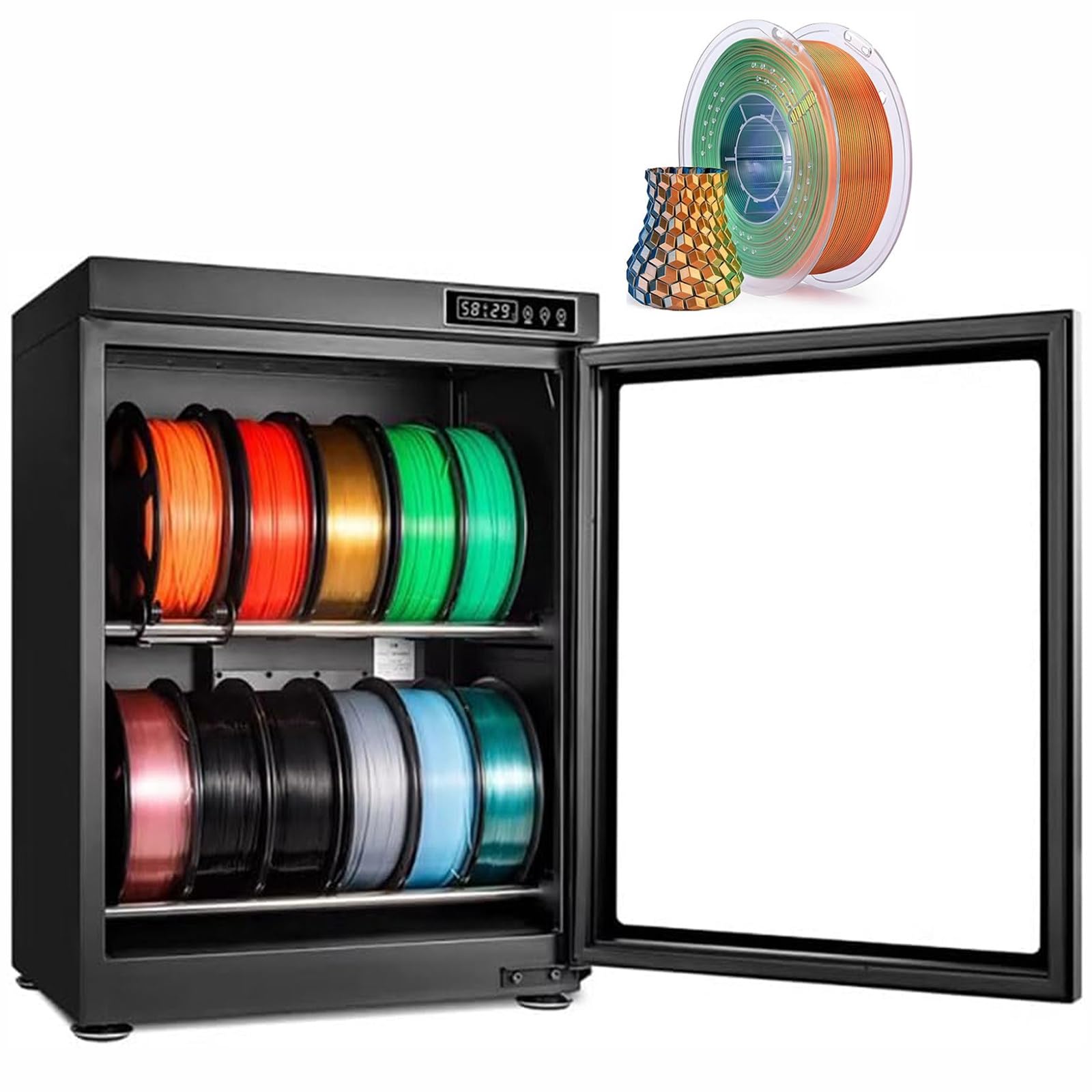 DPQYJPP Filament storage box, 3D printer filament dehumidifier storage cabinet box,holds 10-12 rolls,holds 15-18 spools of filament,15%-60% rh for home and small studios 70L