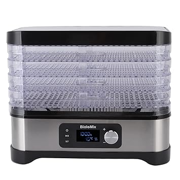5 Trays Food Dehydrator Adjustable Timer and Temperature Control Food Drying Machine with Digital Display
