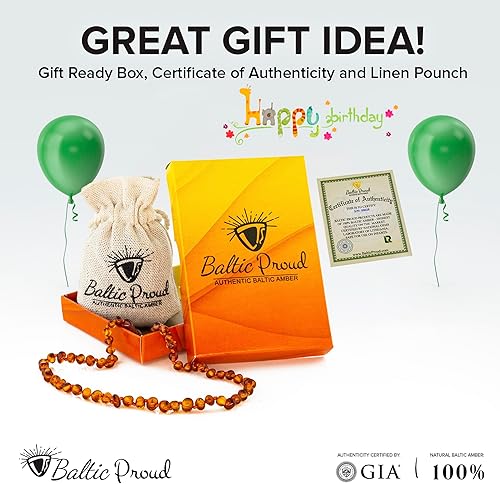 Miniatura 4 de Baltic Proud Amber Necklace (Unisex Cognac Polished 12.5 Inches) - Certified Premium Quality Raw Baltic Sea Amber