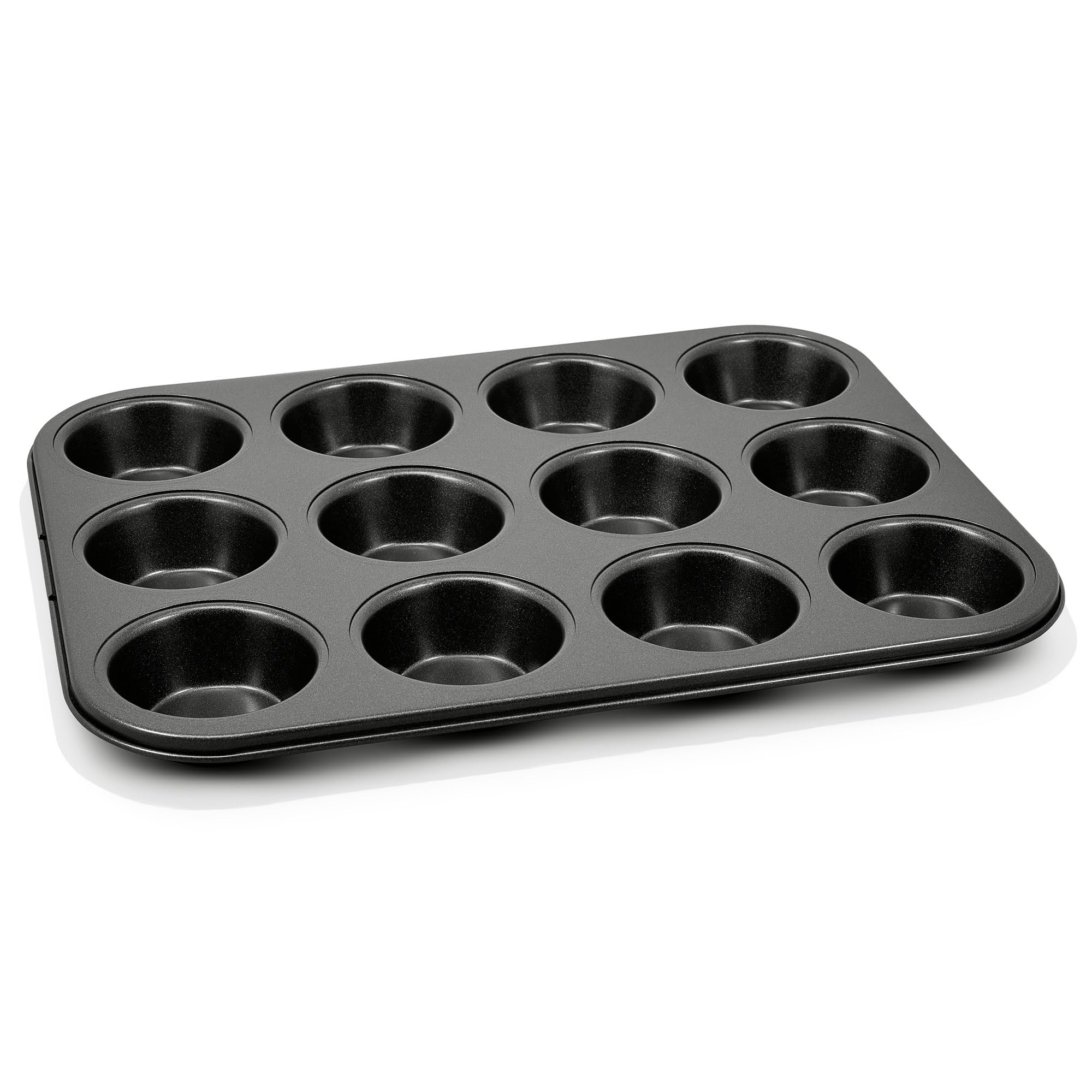 Zyliss Grey Muffin Tray With 12 Deep Cups For Muffins, Yorkshire Puddings, Pfas Free Ilag Non Stick Coating, Carbon Steel, Cupcake Baking Tray Dishwasher Safe