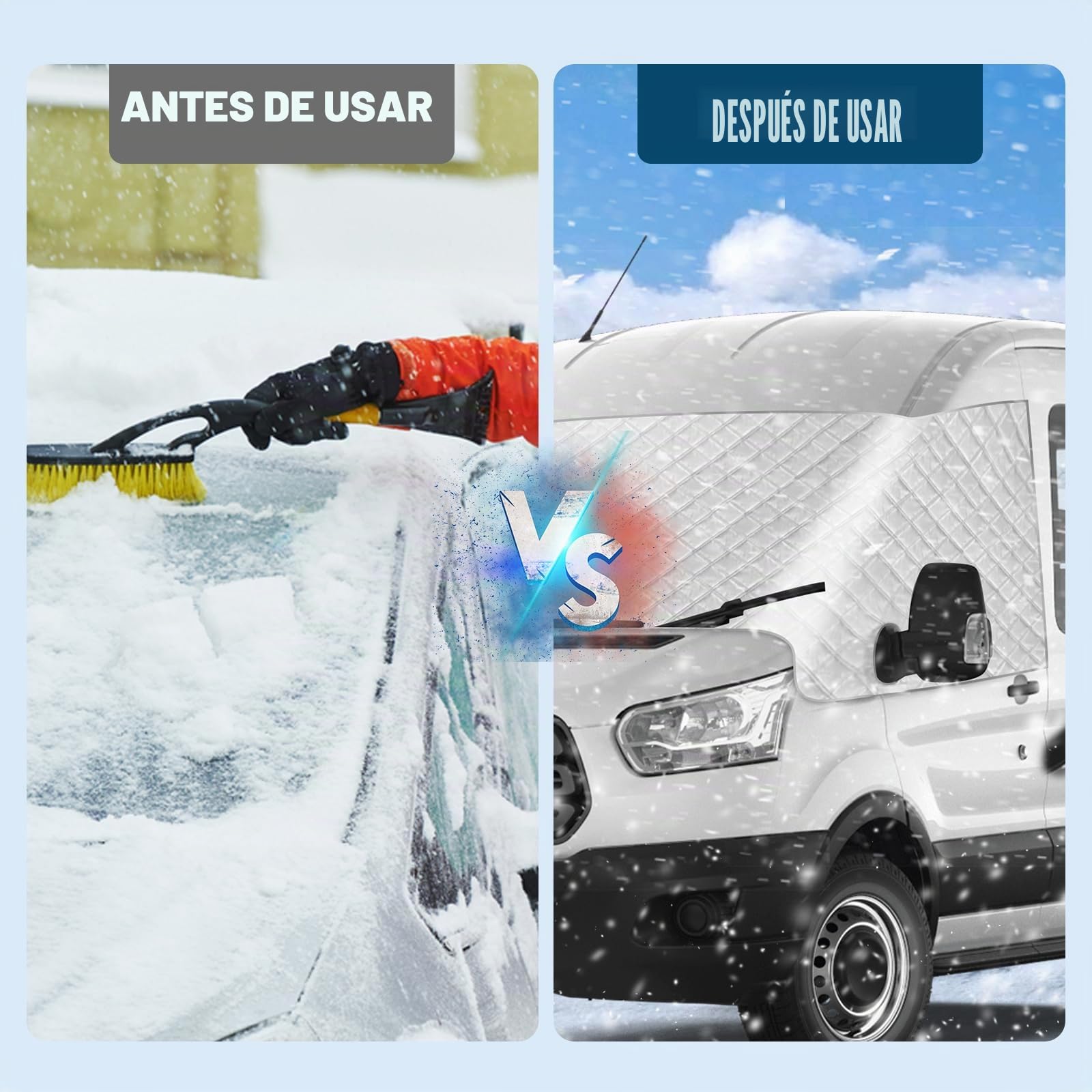 Parabrisas para Ford Transit MK8 MK9 2014-2026, Cubierta Exterior Plateada para el Parabrisas, Cubierta de Protección contra Heladas y Nieve