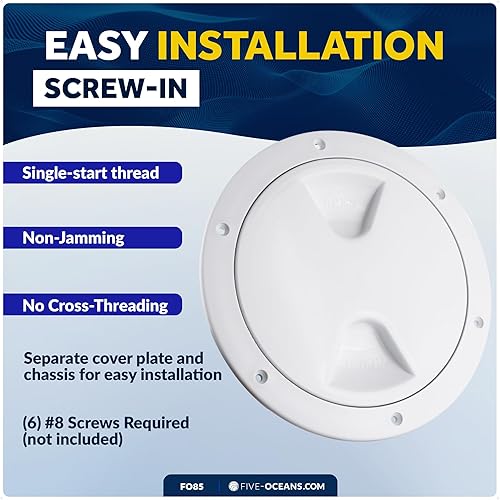 Miniatura 4 de Five Oceans Escotilla de barco, escotilla marina, escotilla de acceso para barco, escotilla redonda de placa de inspección con cubierta desmontable