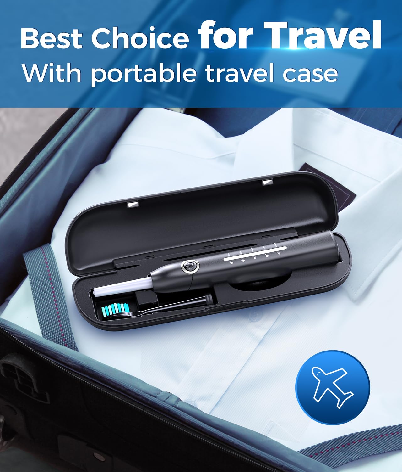 Spazzolino Elettrico Spazzolino da denti Elettrico con 8 Testine 40000 VPM 5 Modalità, Spazzolino da Denti Ricarica Rapida 4 ore Ultimi 30 Giorni (Grigio 6)