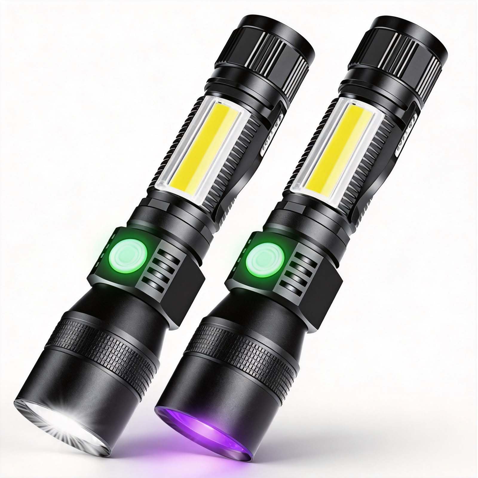 iToncs USB Rechargeable Torches, 3 in 1 Torches LED Super Bright [whitelight redlight & UV] Powerful Tactical UV Torch Rechargeable Black Light with 7 Modes, Zoomable for Camping [2 Pack]