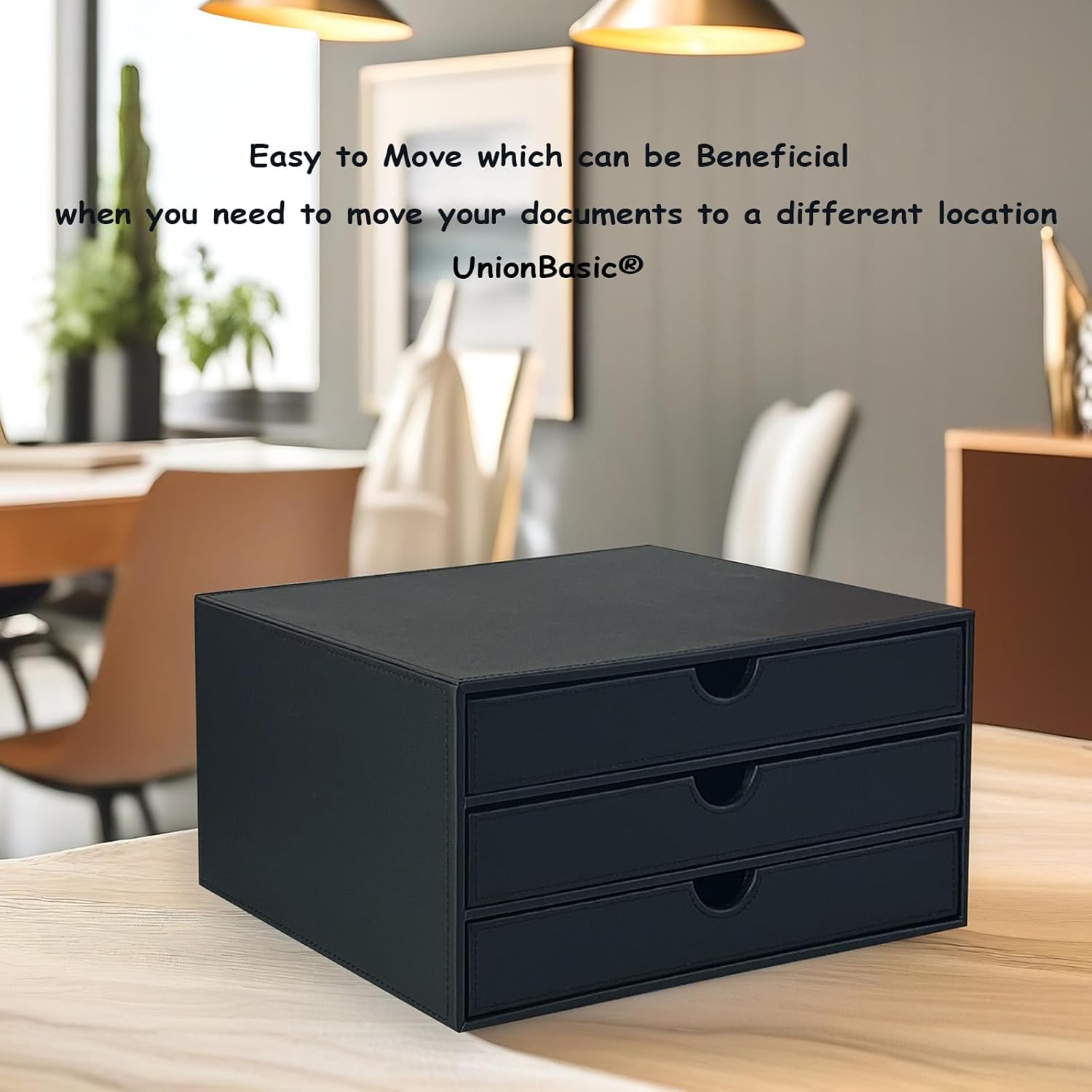 UnionBasic Document Organizer, 3-Drawer File Cabinet Document Storage Box, Office Desktop Filing Organizer, Black