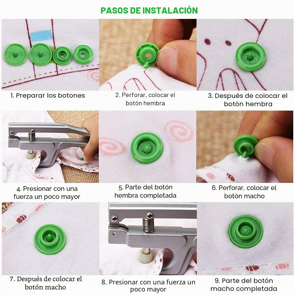 Botones a Presión Broches de Resina Plástica T5, 24 colores + Herramientas de Instalación