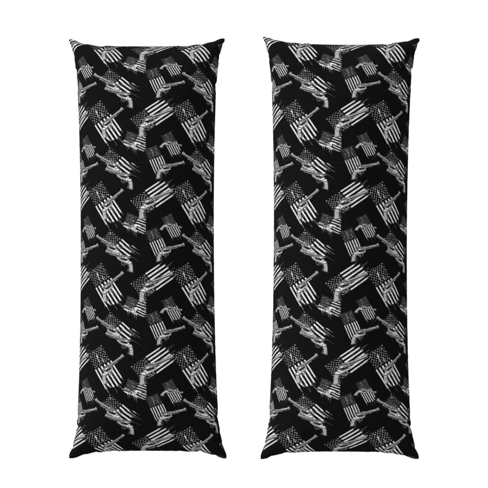 Long Pillow Cover 20x60 Black and White Design American Flag, Premium Body Pillowcase with Zipper, Cozy Flannel Fabric Protector, for Men Women Couch Sofa Bed