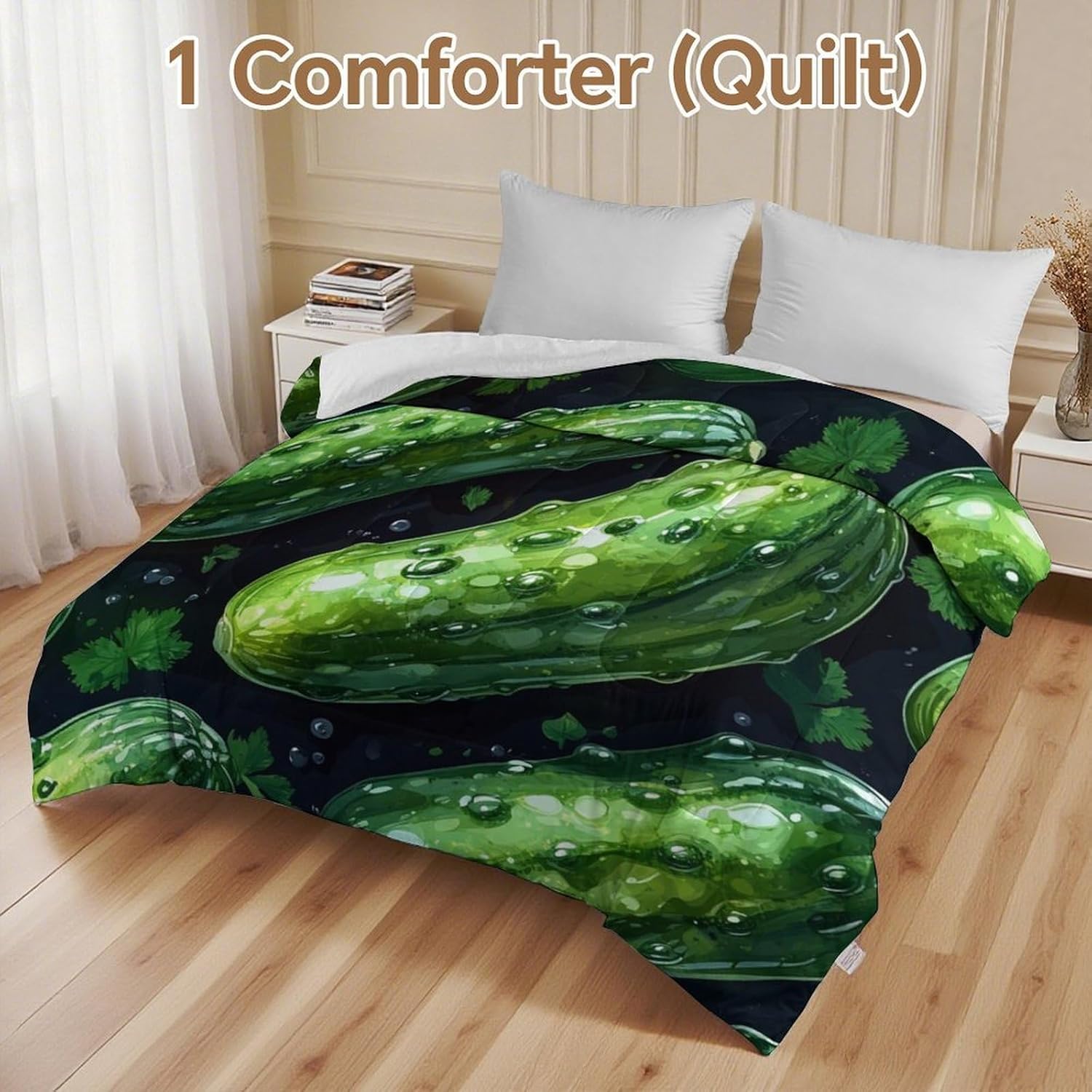 Cucumber Pattern Comforter Bedding Heavy Bed Blanket Soft Warm Fluffy All Seasons Only Quilt 155x220cm