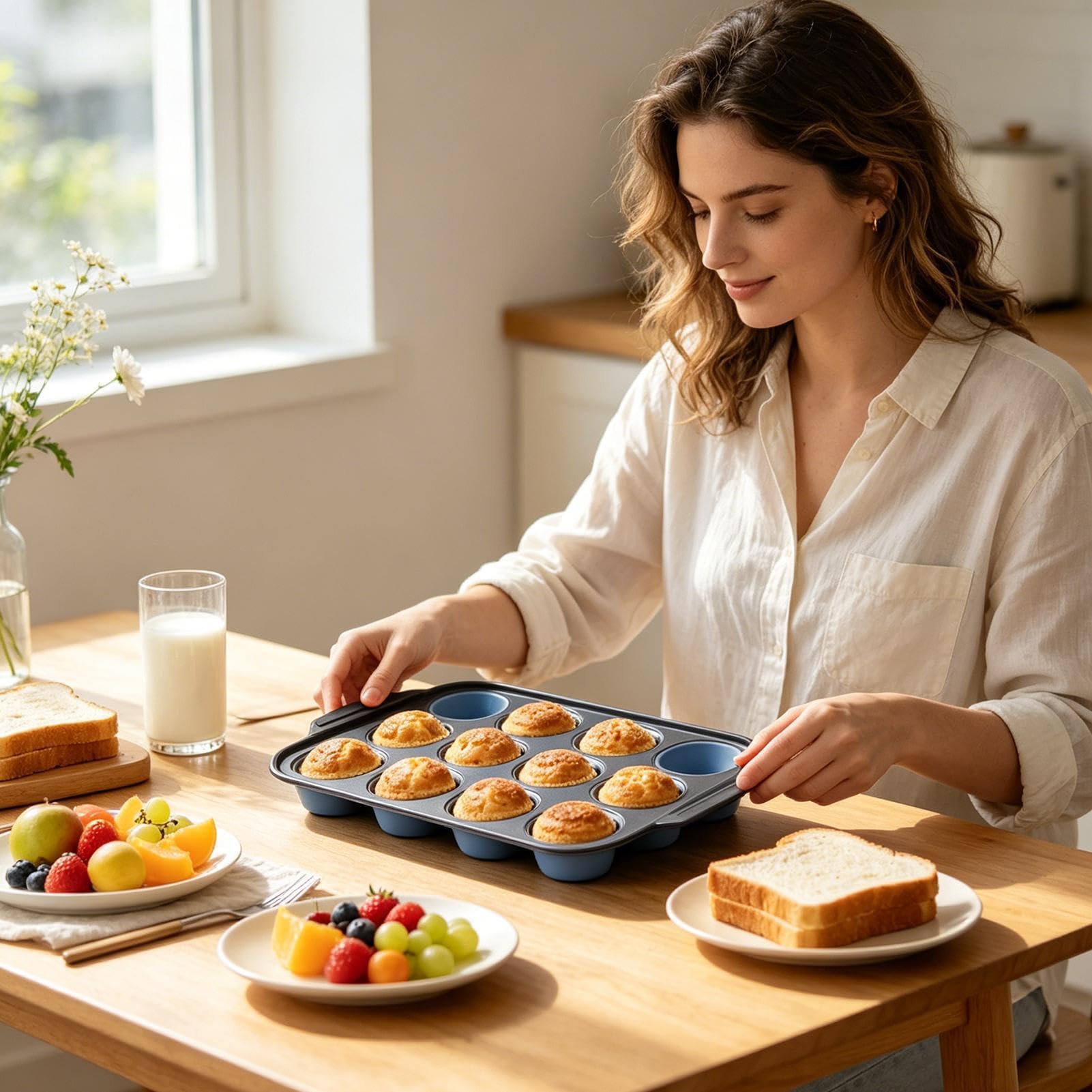 Molde para muffins Bandeja De Silicona Antiadherente Portátil Y Fácil Con | Bandeja Para Hornear Cupcakes para cocina hogar mesa comedor mujeres hombres familia