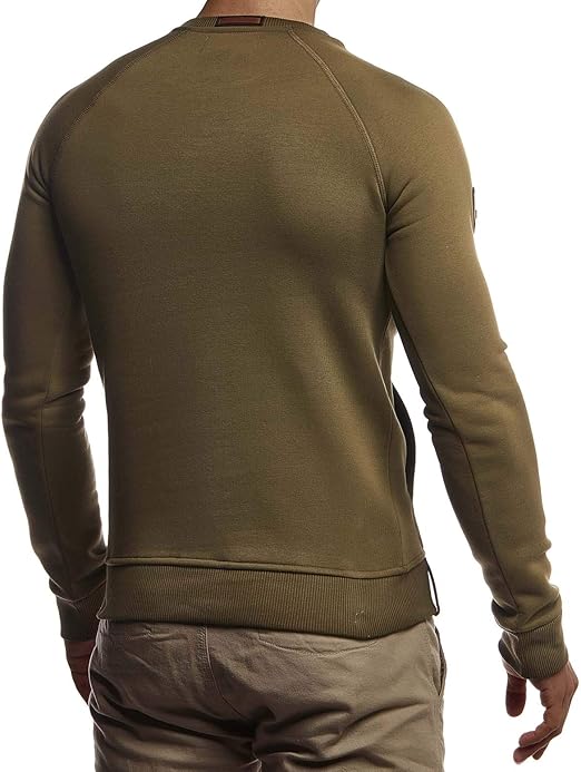 Leif Nelson Heren longsleeve V-hals slim fit katoenaandeel basic mannen sweatshirt zomer trui wit shirt V-hals zwarte sweater pullover t-shirt lange mouwen LN5120T